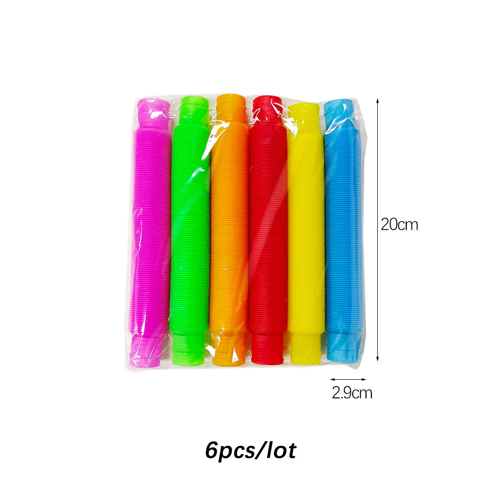 Flexible Telescopic Pop Tube Toys (6–24PCS) – Stretchable Sensory Stress Relief Tubes for Kids & Adults Decompression Fidget Toys
