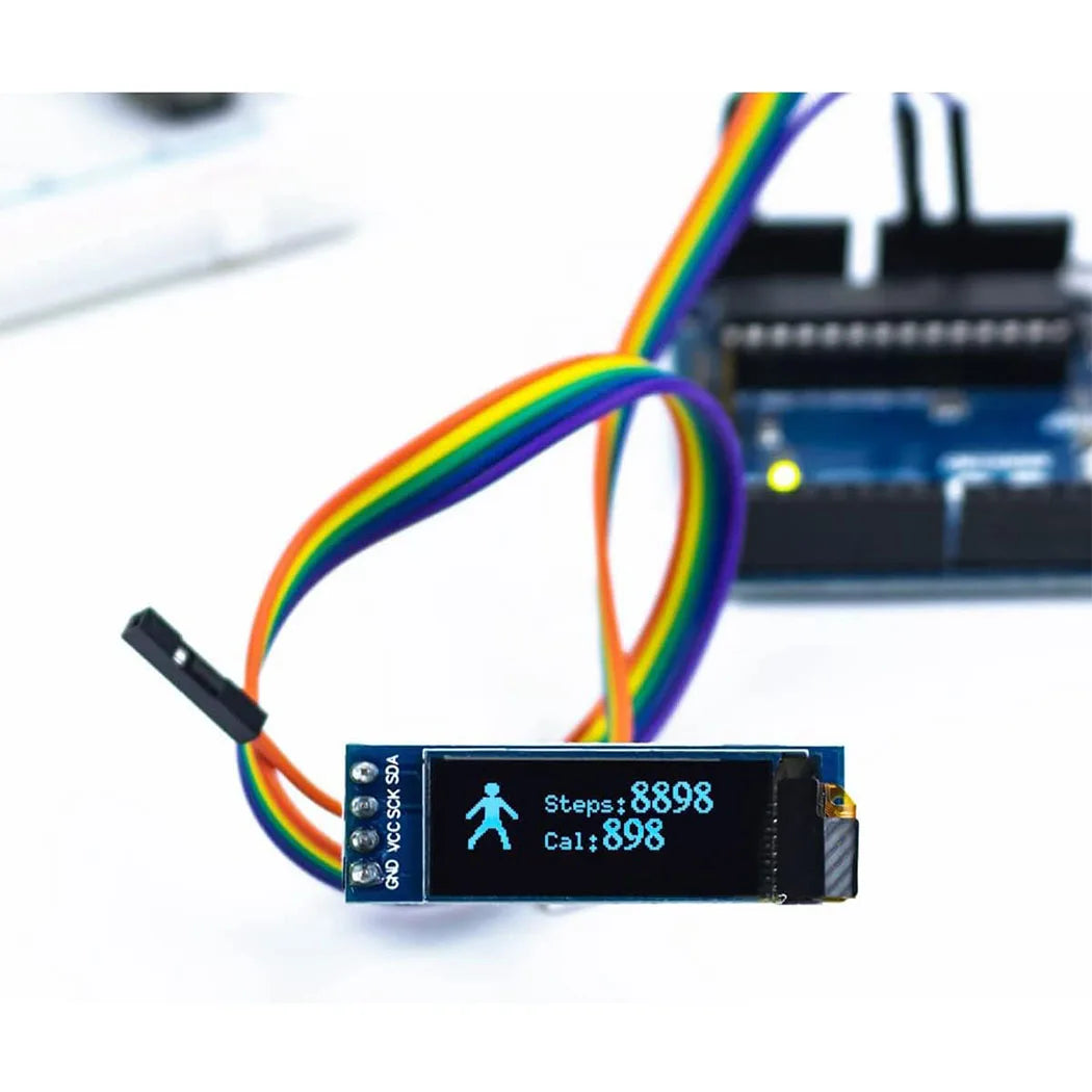 0.91 Inch OLED Display Module - 128x32 SSD1306 I2C IIC White Blue Screen for Arduino DIY Projects