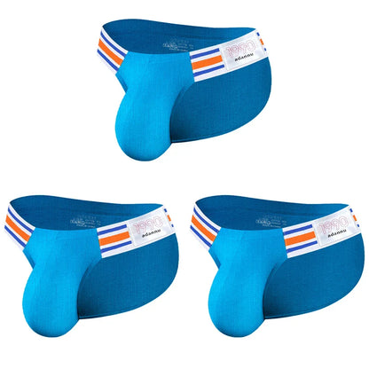 Men’s Breathable Brief Underwear 1/2/3/4PCS – High Fork Triangle Design with Striped Elastic Waistband Comfort Fit