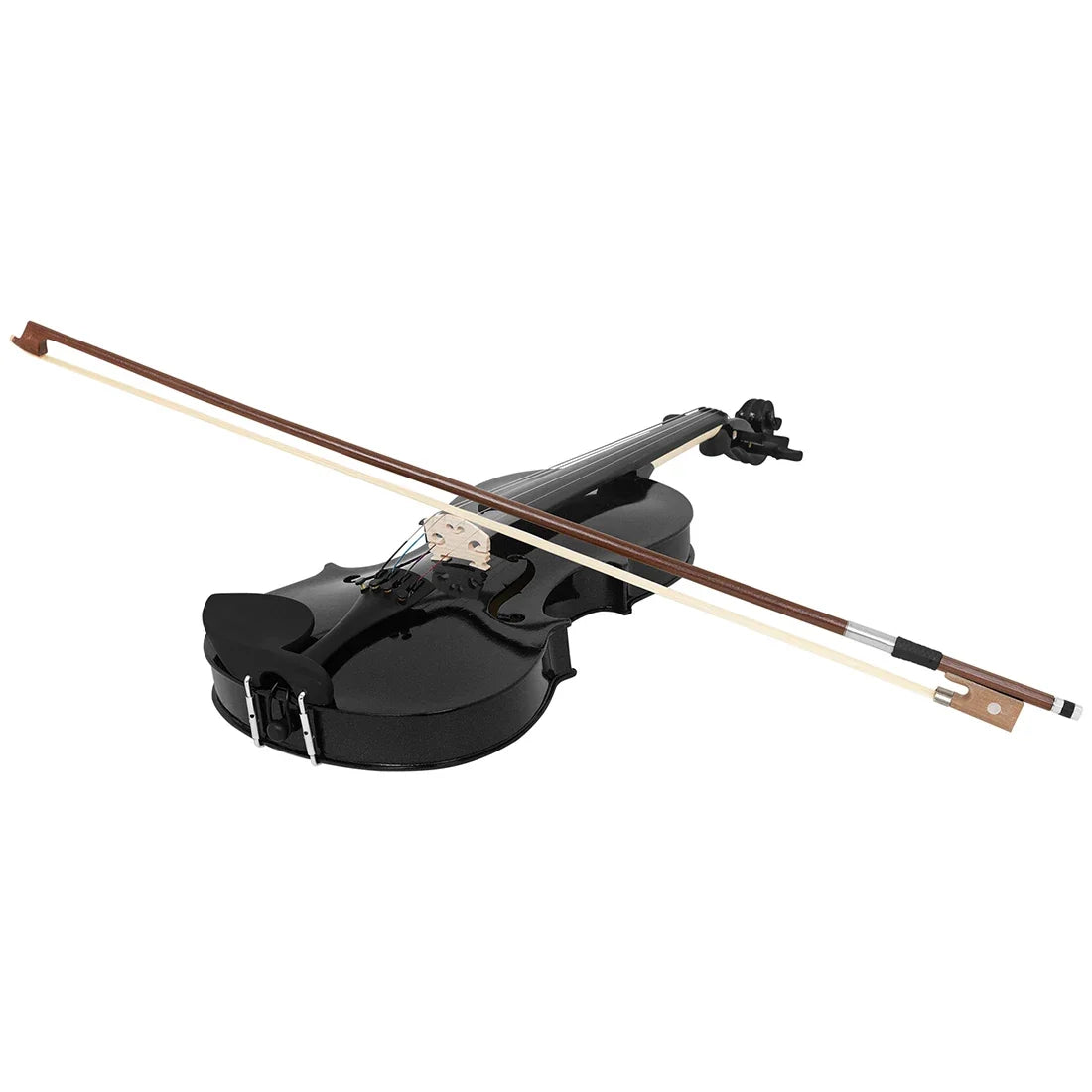 4/4 Full Size Violin - Solid Wood Black Acoustic Violin Set with Case, Bow, Rosin, Tuner, Strings & Shoulder Rest for Beginners