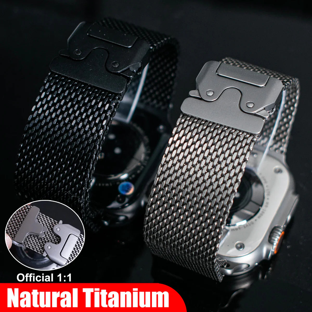 100% Titanium Milanese Loop Band for Apple Watch Ultra 2/1, Series 10–6, SE – iWatch Strap for 45mm 46mm 49mm Models