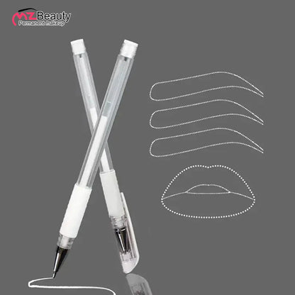 2PCS Eyebrow Marker Pens — Microblading & Permanent Makeup Surgical Skin Tattoo Accessories White Scribe Tools