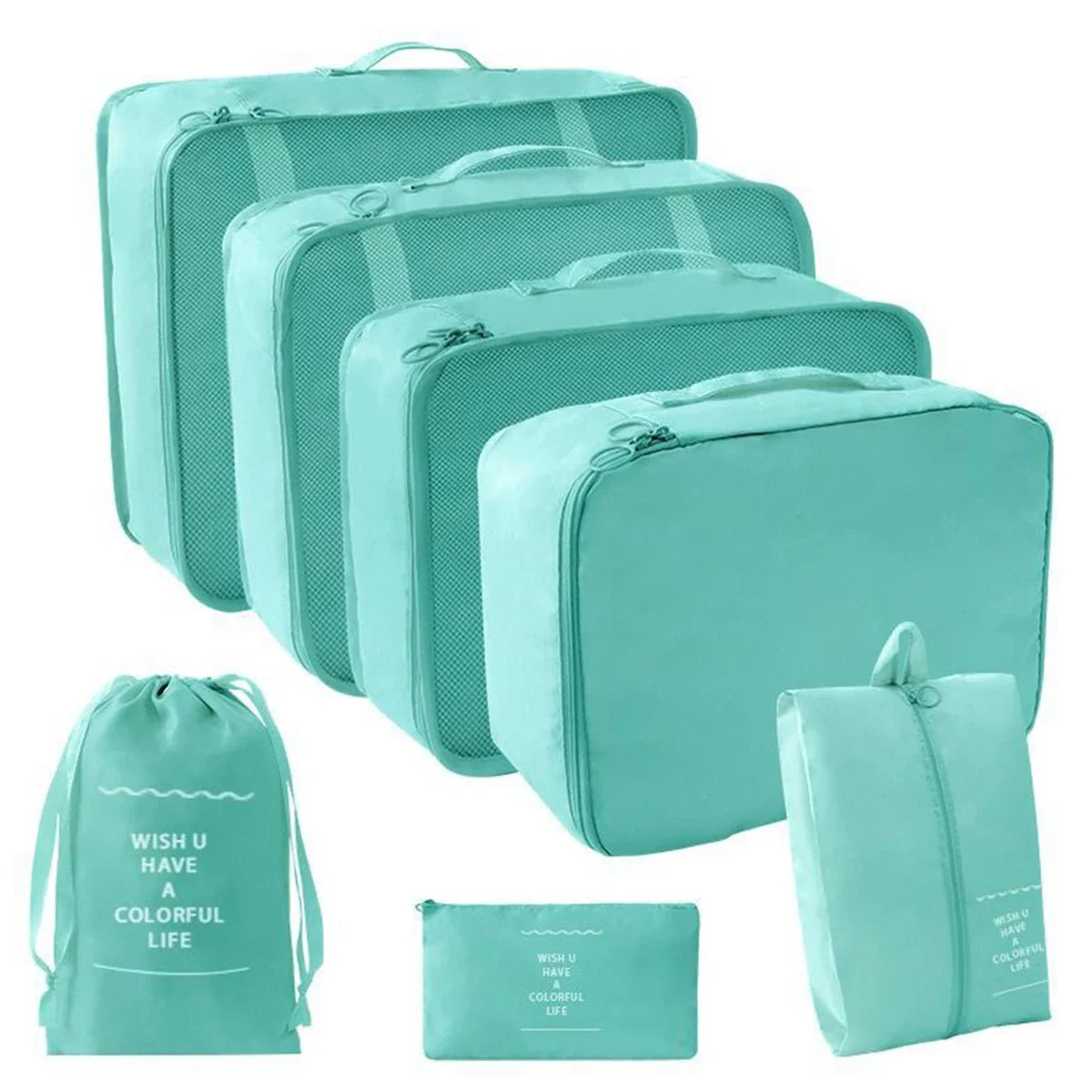 7-Pcs Travel Organizer Packing Cubes Set – Portable Luggage Storage Bags for Clothes, Shoes & Accessories