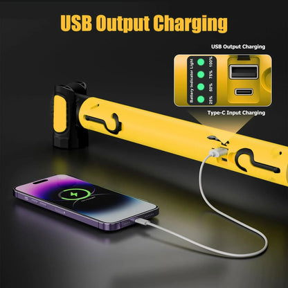 Super Bright Magnetic Work Light - 5200mAh Rechargeable Battery, Underhood Work Lamp Bar for Car Repair and Outdoor Lighting