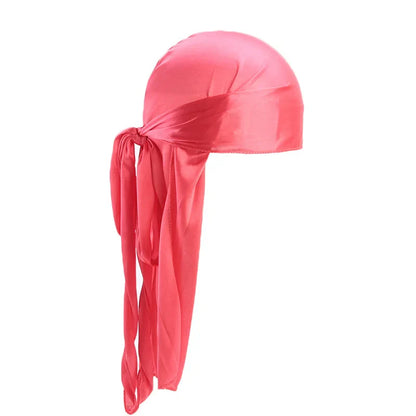 Unisex Silky Long Tail Durag Pirate Hat – Fashion Headwrap, Turban, Bandana, Cap for Women & Men, Hijab Hair Accessories