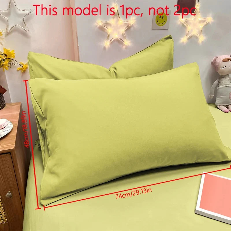 Matte Solid Color Pillowcase - Soft Pocket Sealed Bedroom Bedding Cover