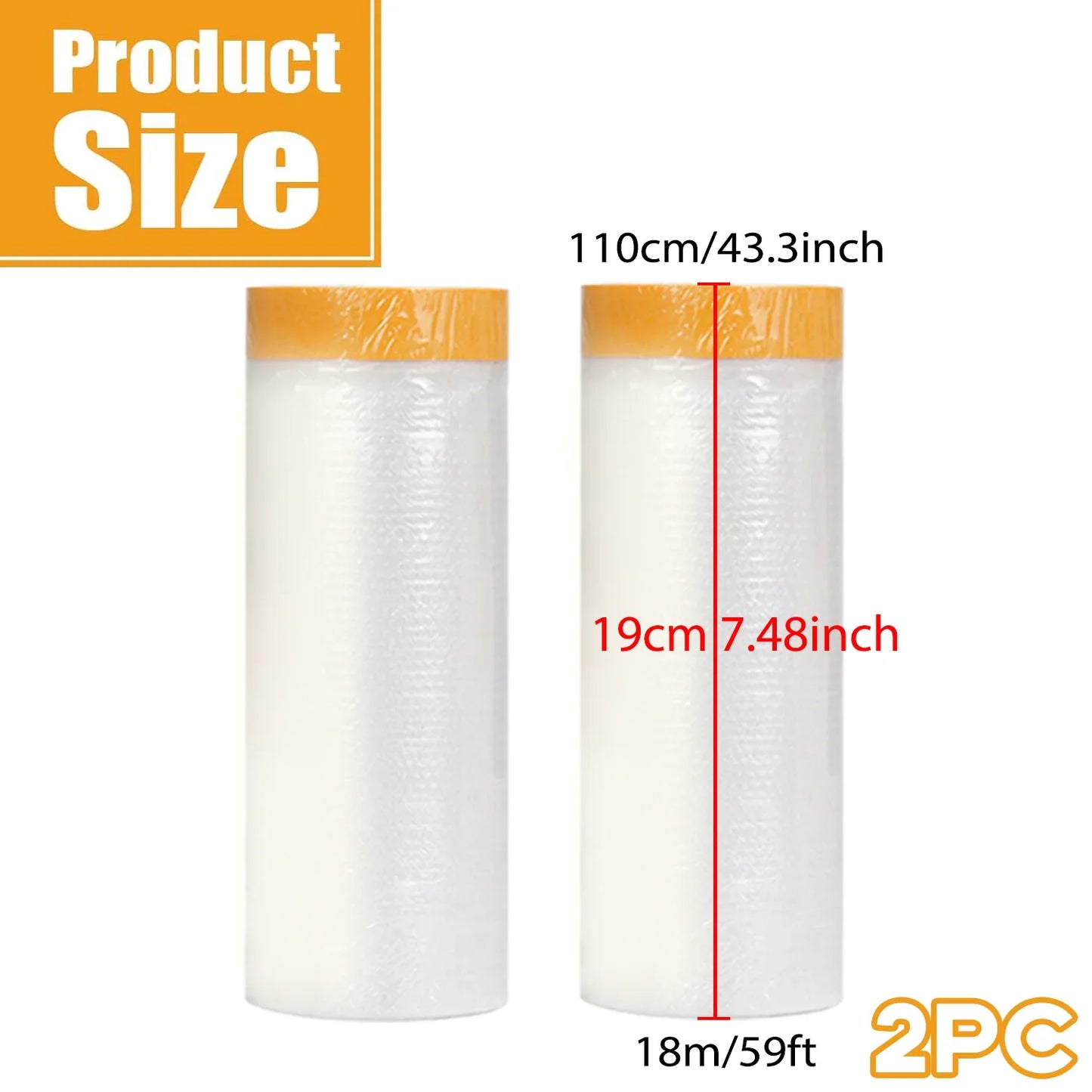 Pre-Taped Protective Masking Film – Plastic Sheeting for Car, Furniture & Floor Painting Protection