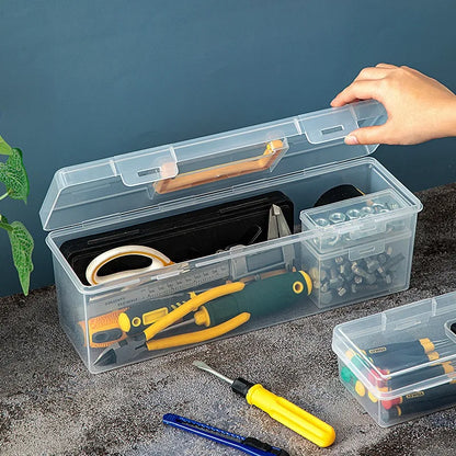 Multi-Compartment Tool Storage Box - Transparent Portable Organizer for Screws, Wrenches & Small Parts