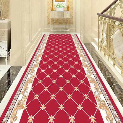 Luxury Chinese Classical Corridor Rug – Crystal Velvet Soundproof Washable Carpet for Villa, Hotel & Living Room