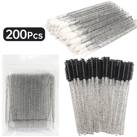 200pcs Eyelash Extension Makeup Set - Micro Brushes, Lash Removal Tools & Lip Line Brushes for Women