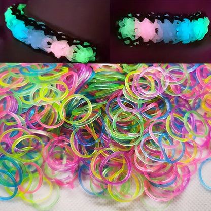 600pcs Glow-in-the-Dark Loom Band Kit – Colorful DIY Bracelet Making Set with Beads & Accessories for Friendship Crafts