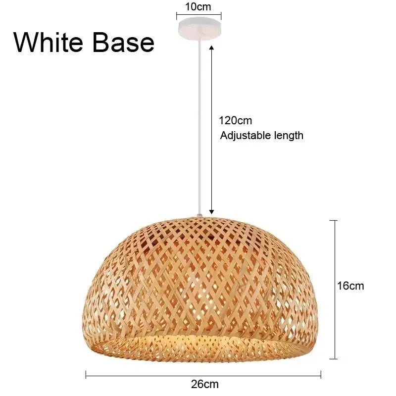 Bamboo Pendant Lamp Ceiling Light - Handwoven Rattan Wicker Hanging Fixture for Dining Room, Bedroom & Indoor Home Decor