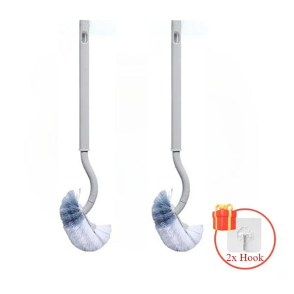 S Shaped Toilet Brush - Wall Mounted 360° Bathroom Cleaning Brush with Long Handle Soft Bristles