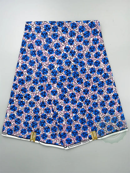 Guaranteed Original African Wax Fabric - 100% Cotton Real Ankara Print 6 Yards for Wedding Dresses & Sewing