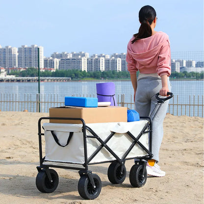 500lbs Heavy Duty Foldable Wagon — Portable Outdoor Utility Cart, Collapsible Shopping, Beach & Garden Pull Trolley