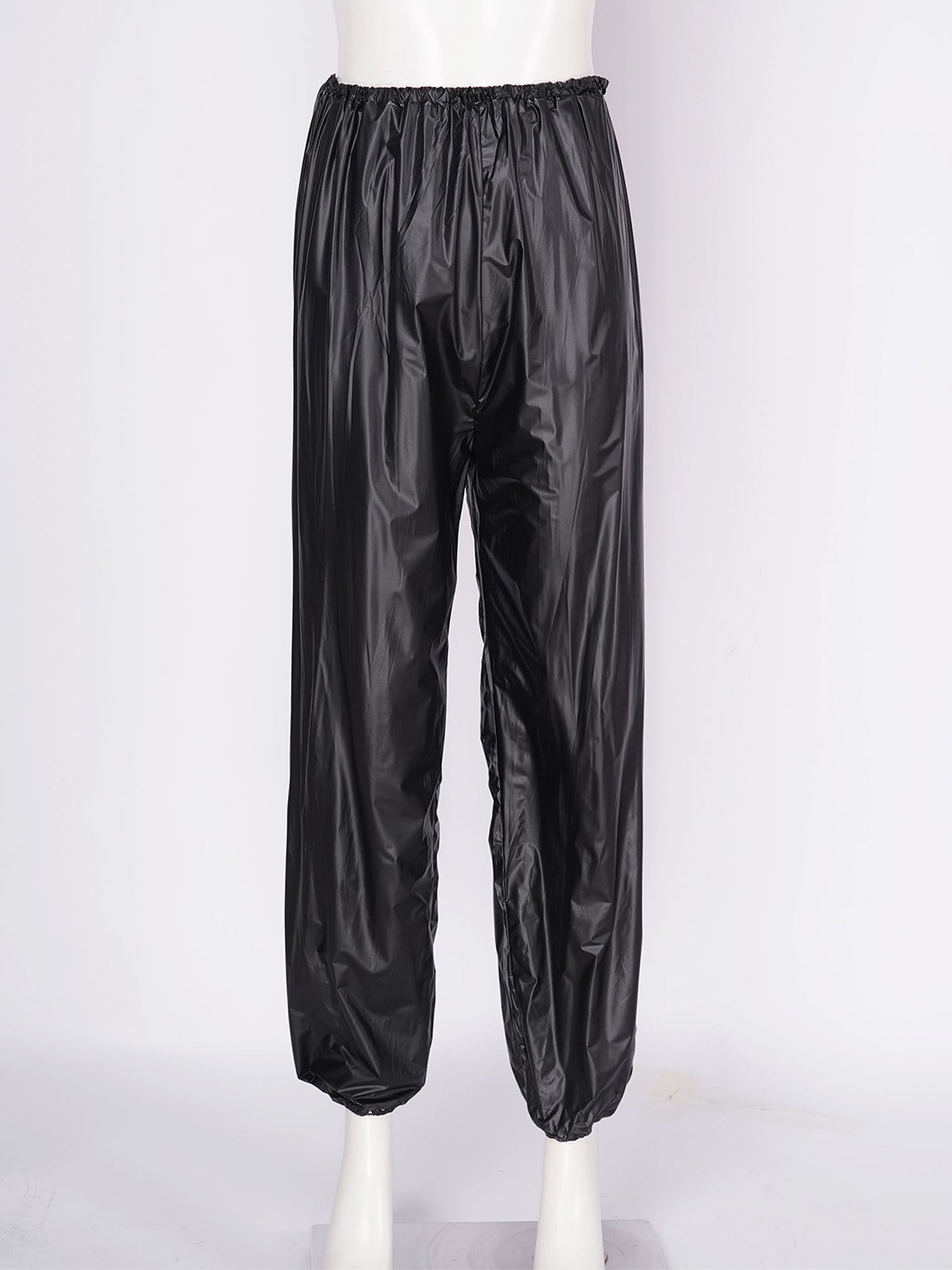 Unisex PVC Sauna Suit — Long Sleeve Top & Elastic Waistband Pants for Men & Women, Slimming Fitness Workout Outfit