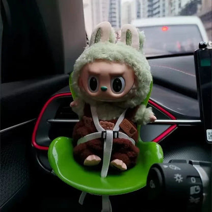 New 15-17cm Labubu Doll Safety Seat – Cute Doll Air Outlet Aromatherapy Decoration for Car Interior