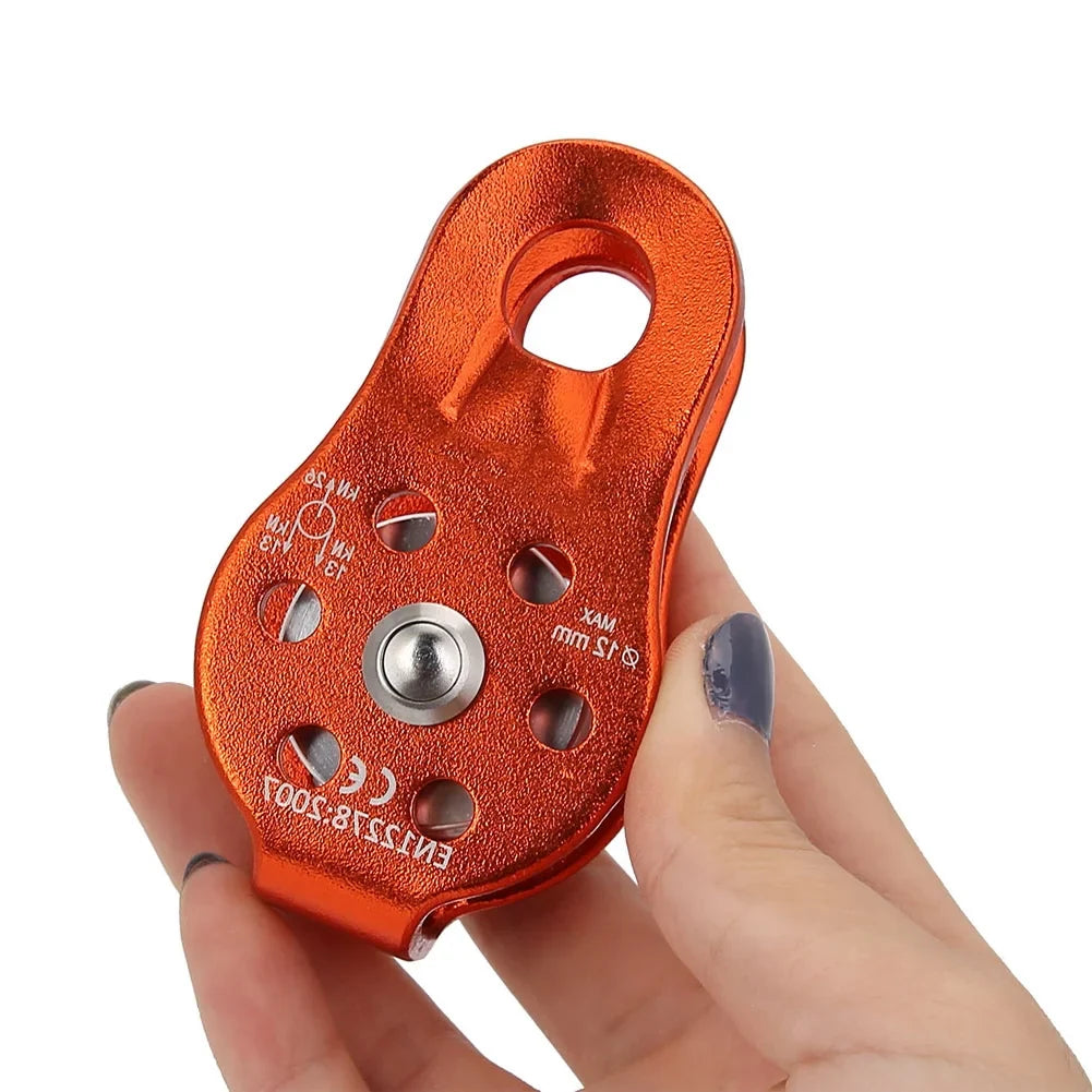 26KN Aluminium Alloy Heavy Duty Swivel Rope Pulley Block – Single Pulley Wheel for 12mm Climbing Rope