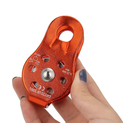 26KN Aluminium Alloy Heavy Duty Swivel Rope Pulley Block – Single Pulley Wheel for 12mm Climbing Rope