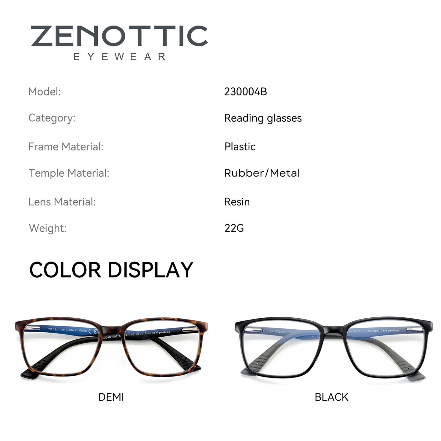 ZENOTTIC Square Prescription Glasses - 2025 Fashion Unisex Anti Blue Light Photochromic Myopia & Hyperopia Eyewear