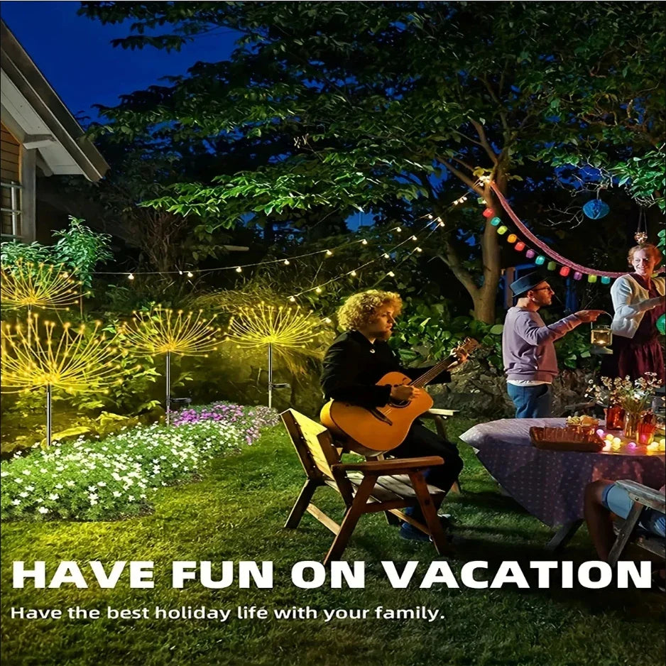 8-Mode Solar Outdoor LED Globe Lamp – Dandelion Fireworks Light with 90/120/150/180/200 LEDs for Garden, Lawn & Holiday Decorations