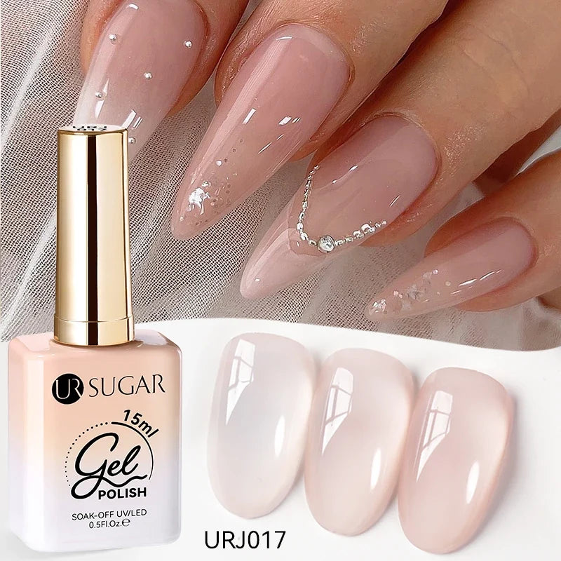 UR SUGAR 15ml Jelly Gel Polish - Milky White Translucent UV Soak Off Nail Art Varnish