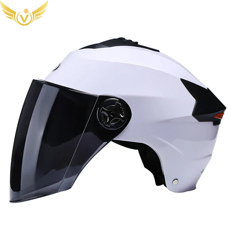 LED Motorcycle Helmet with Double Visor – Rechargeable Electric Scooter & Bicycle Safety Helmet for Men & Women Night Riding Protection