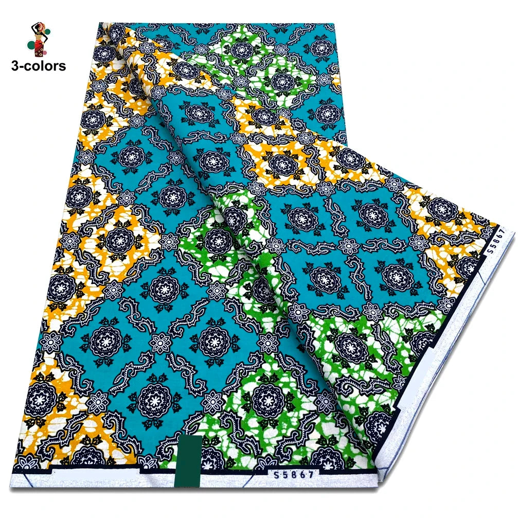 African Ankara Wax Fabric - 100% Cotton Soft Pink Pagne Fashion Print