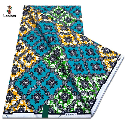 African Ankara Wax Fabric - 100% Cotton Soft Pink Pagne Fashion Print