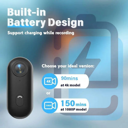 4K HD Mini Vlog Camera — WiFi Wireless Portable Action Body Cam for Sports, Travel & Photography