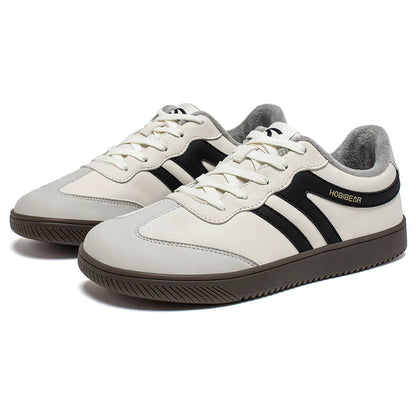 HOBIBEAR Wide-Toe Unisex Sneakers — Faux Leather with Faux Fur Lining, Casual Retro Lace-Up Shoes for Men & Women