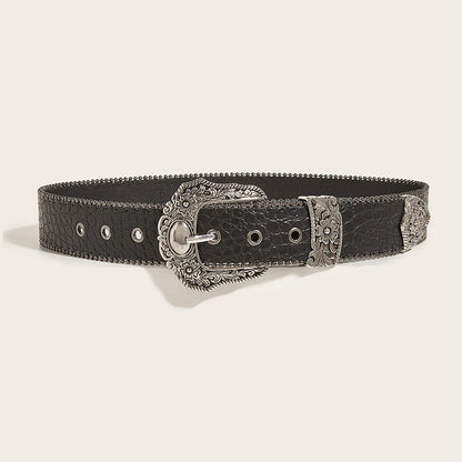 Unisex Jeans Belt — Goth Y2K Designer Punk Accessory, High-Quality Luxury Black Waistband 3.8cm for Men & Women