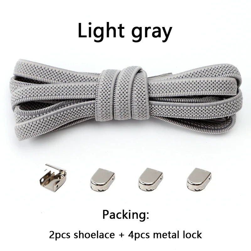 No-Tie Elastic Shoelaces – One Size Fits All Sneakers for Adults & Kids, Flat Tieless Shoestrings