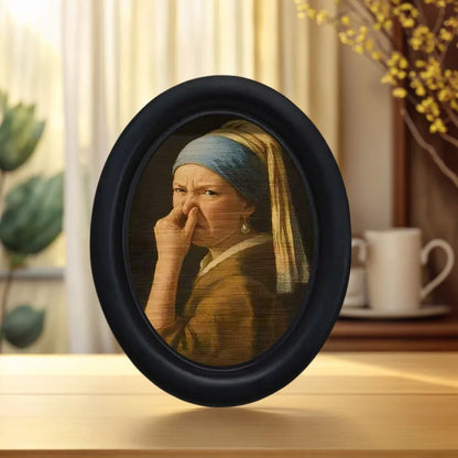 Mini Girl Wall Decor - Quirky Framed Funny Character Painting, Decorative Artwork