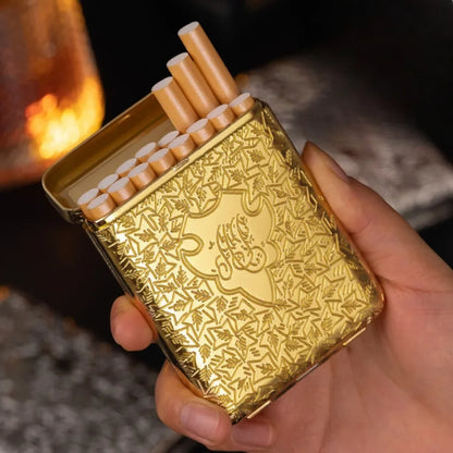 Vintage Engraved Cigarette Case - 16-Piece Capacity Pocket Tobacco Storage Box, 84mm Smoking Accessory Holder