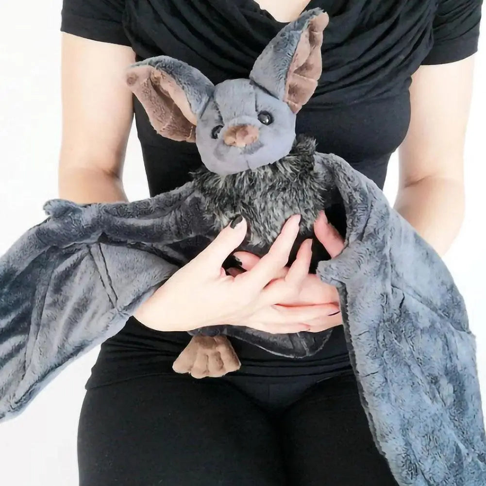 Vivid Bat Plush Pillow - Realistic Foldable Wing Stuffed Doll, Soft Seat Cushion and Halloween Christmas Decor