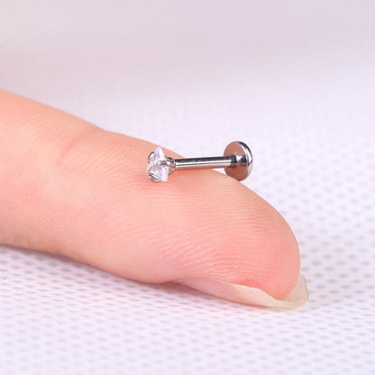 G23 Titanium Labret Piercing Studs - Triangle Zircon Lip Ear Cartilage Tragus Helix Body Jewelry Earrings
