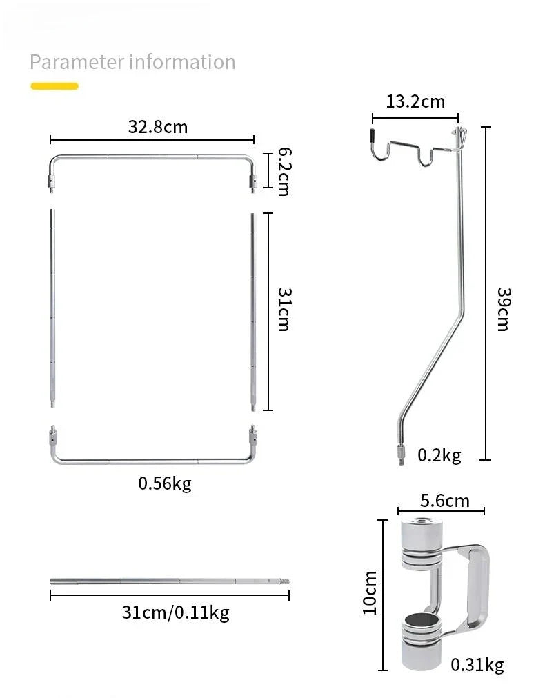Portable Stainless Steel Light Pole Bracket — Outdoor IGT Table Supply and Desktop Mount Camping Table Accessory