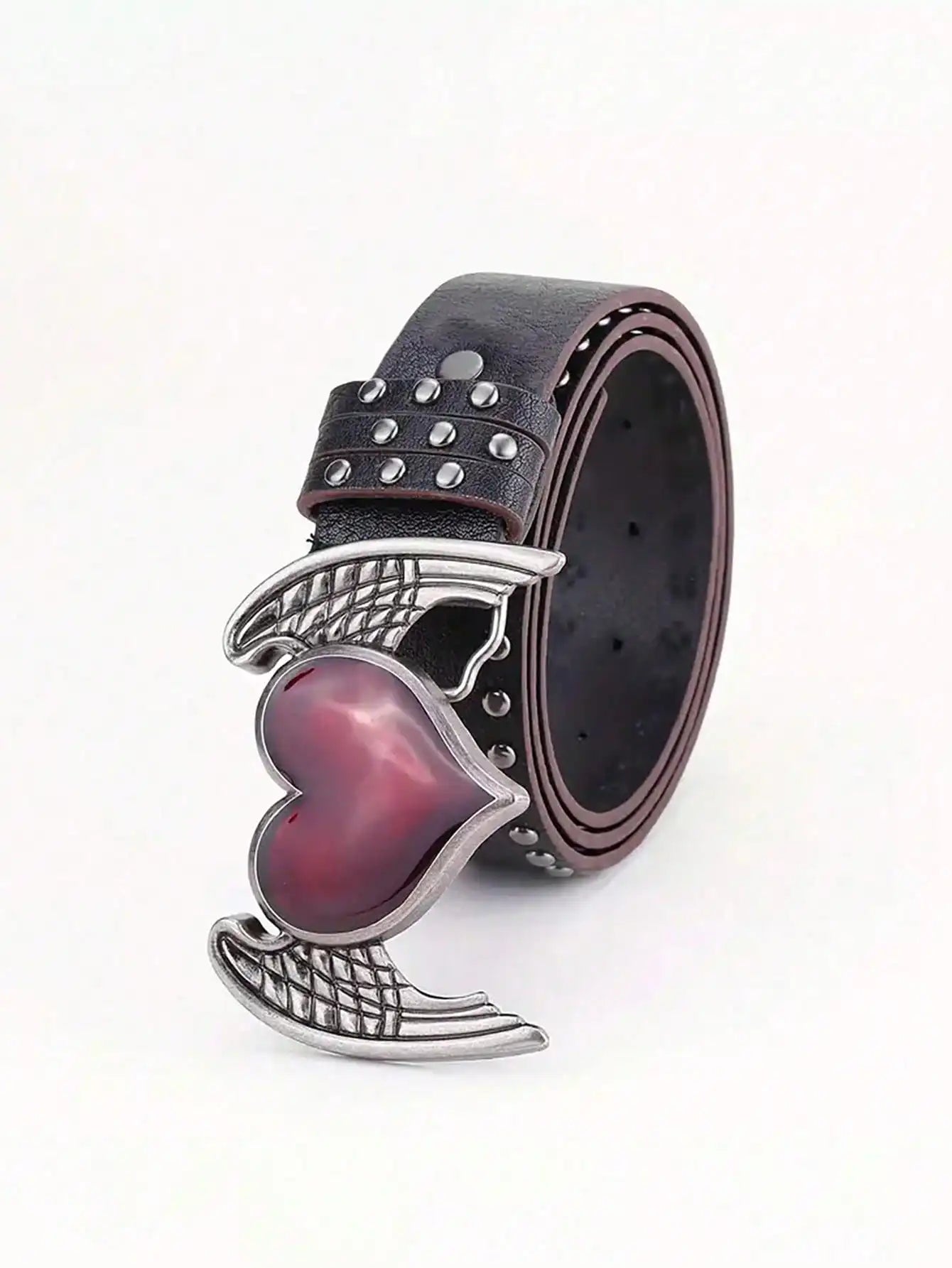Rose Heart Leather Belt - Y2K Punk Gothic Rivet Rock Hip-Hop Fashion Accessory