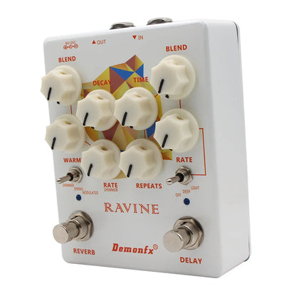 Demonfx-RAVINE Guitar Effects Pedal – Reverb & Delay with True Bypass