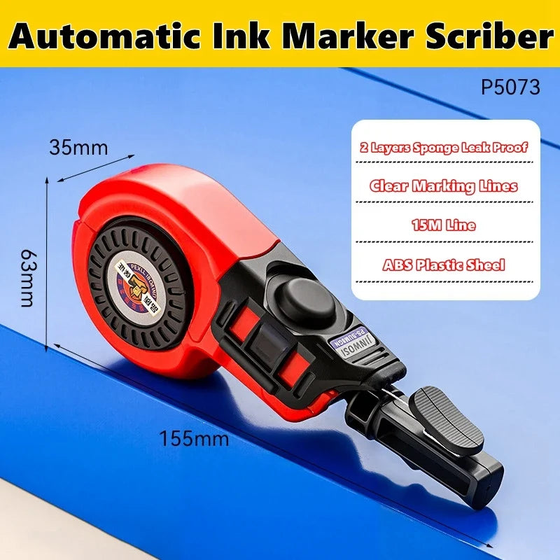 Woodworking Carpenter Scriber & Ink Marker Tool - 50M Chalk Line for Precise Woodworking Layout & Drawing
