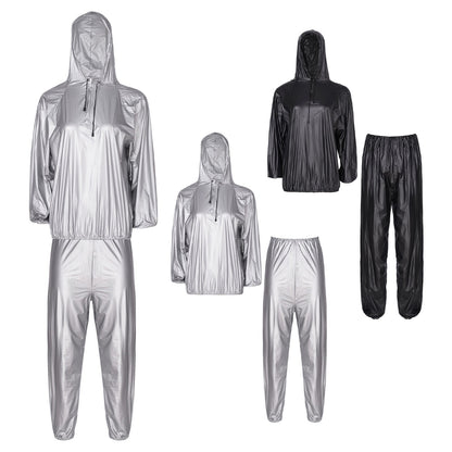 Unisex PVC Sauna Suit — Long Sleeve Top & Elastic Waistband Pants for Men & Women, Slimming Fitness Workout Outfit