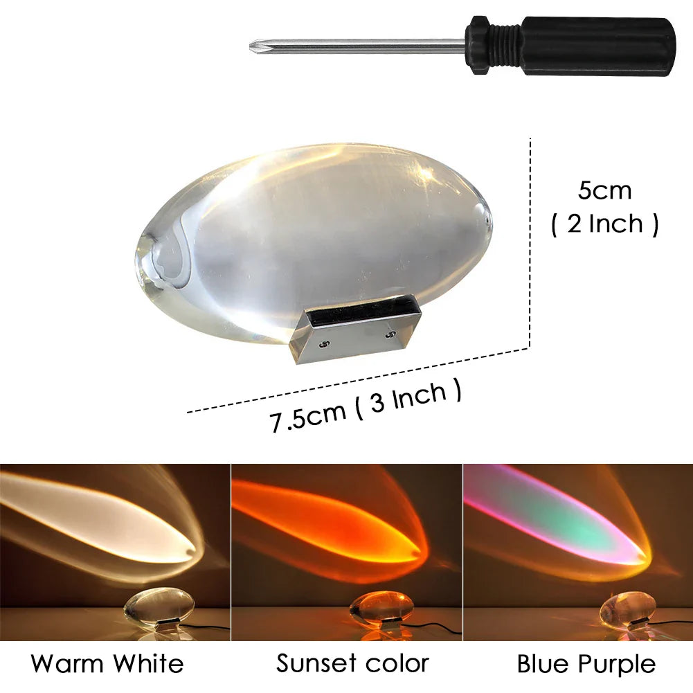 Italian Designer LED Table Lamp – Crystal 'Eye of the Sky' Egg-Shaped Night Projector for Living Room & Bedroom Decor