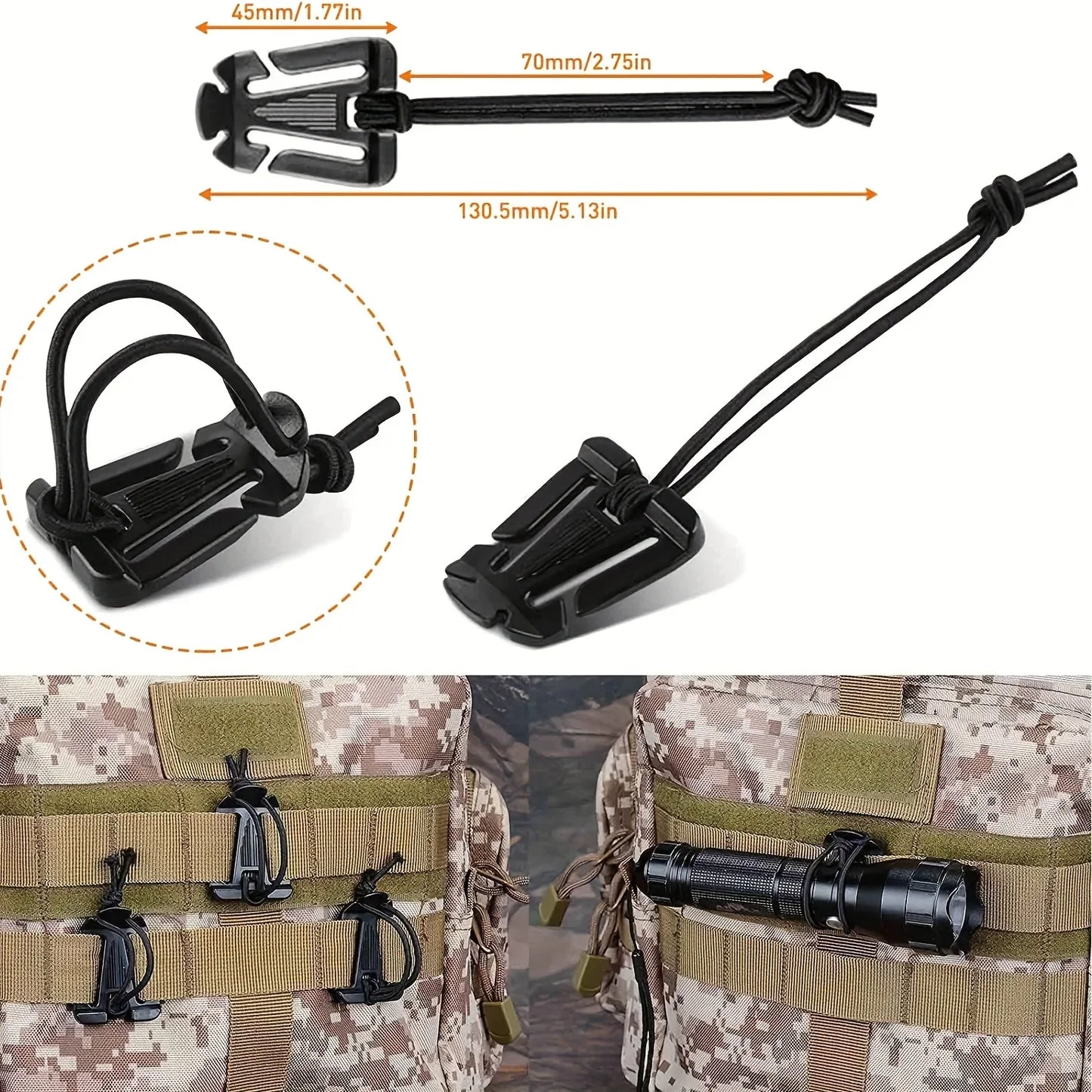 10PCS MOLLE Carabiner Clips - Outdoor Backpack Buckle Hooks EDC Tactical Bag Accessories for Camping Hiking Gear