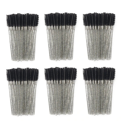 ANNAFRIS 50pcs Disposable Eyelash & Eyebrow Brushes — Soft Crystal Lash Extension Mascara Wands Makeup Tools