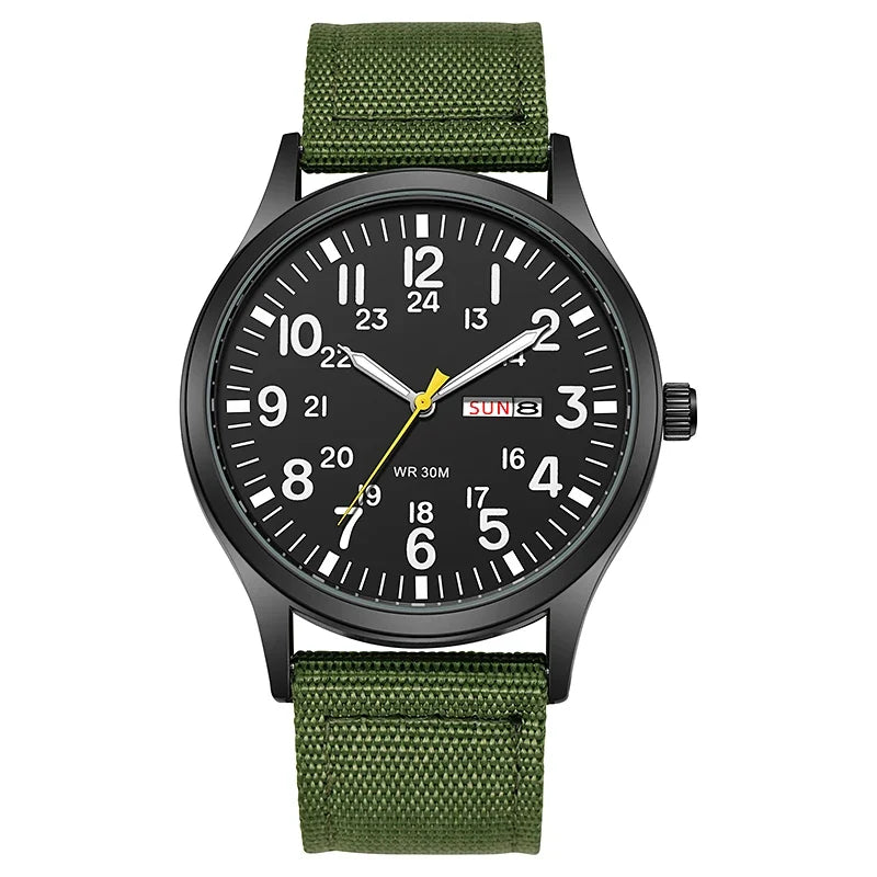 TPW Field Watch 2024 - Easy Read Quartz Wristwatch with Fabric Strap & 24-Hour Display