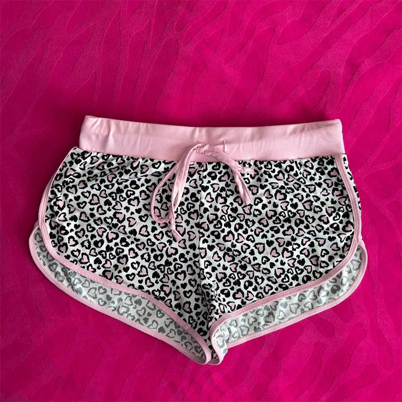 Leopard Pink Suspender Crop Top – Y2K Streetwear Emo Girl Harajuku Hip Hop Casual Women's Top