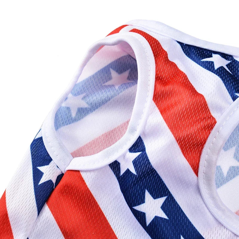 Summer Patriotic Dog Vest - Breathable Independence Day 4th of July Pet T-Shirt for Small Medium Dogs Cats