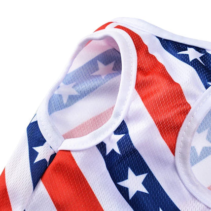 Summer Patriotic Dog Vest - Breathable Independence Day 4th of July Pet T-Shirt for Small Medium Dogs Cats