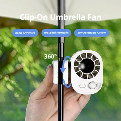 SEAMETAL Clip-On Car Fan - 360° Rotatable 100-Speed USB Rechargeable Portable Cooling Fan